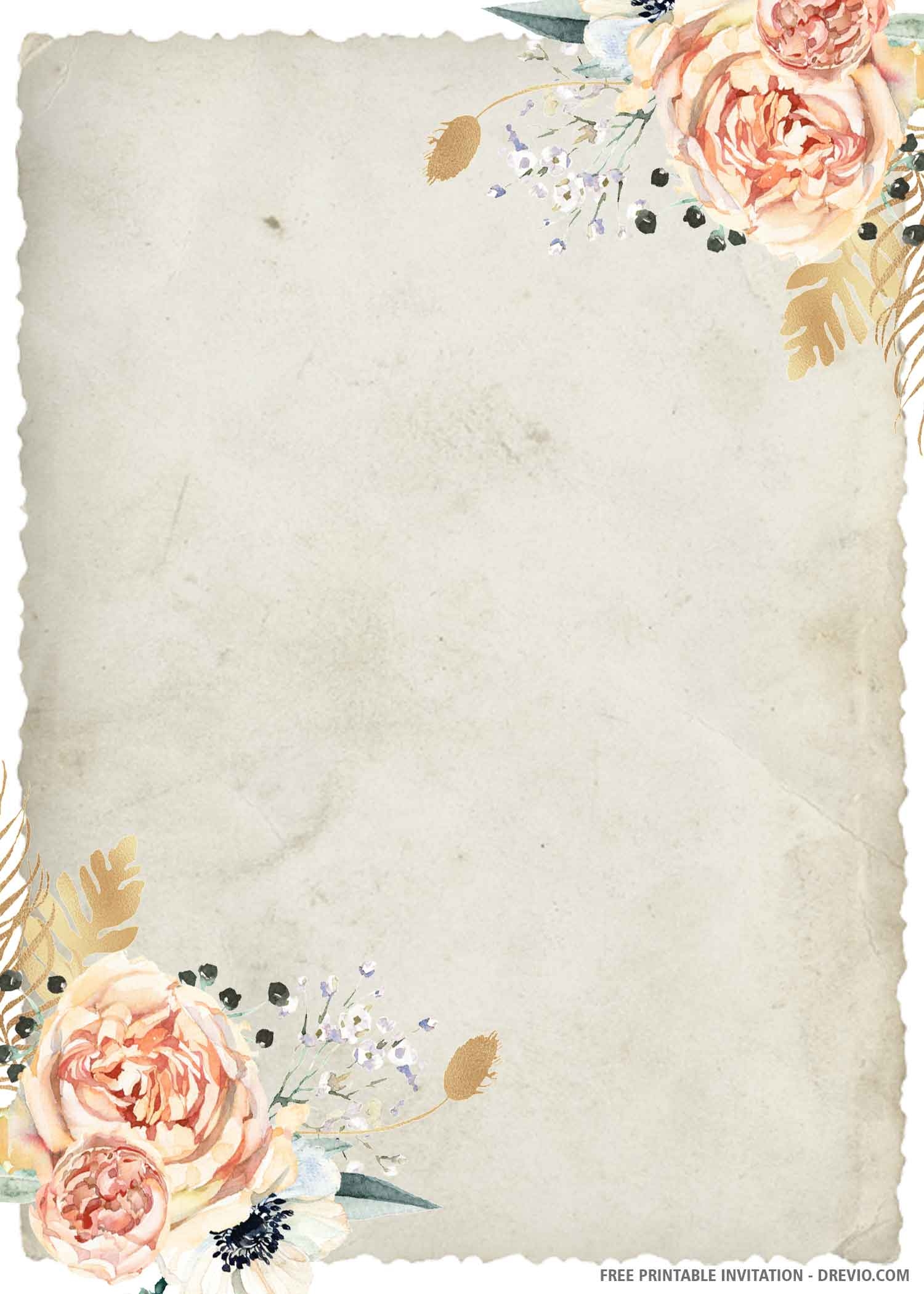 FREE PRINTABLE Watercolor Greenery Boho Wedding Invitation 