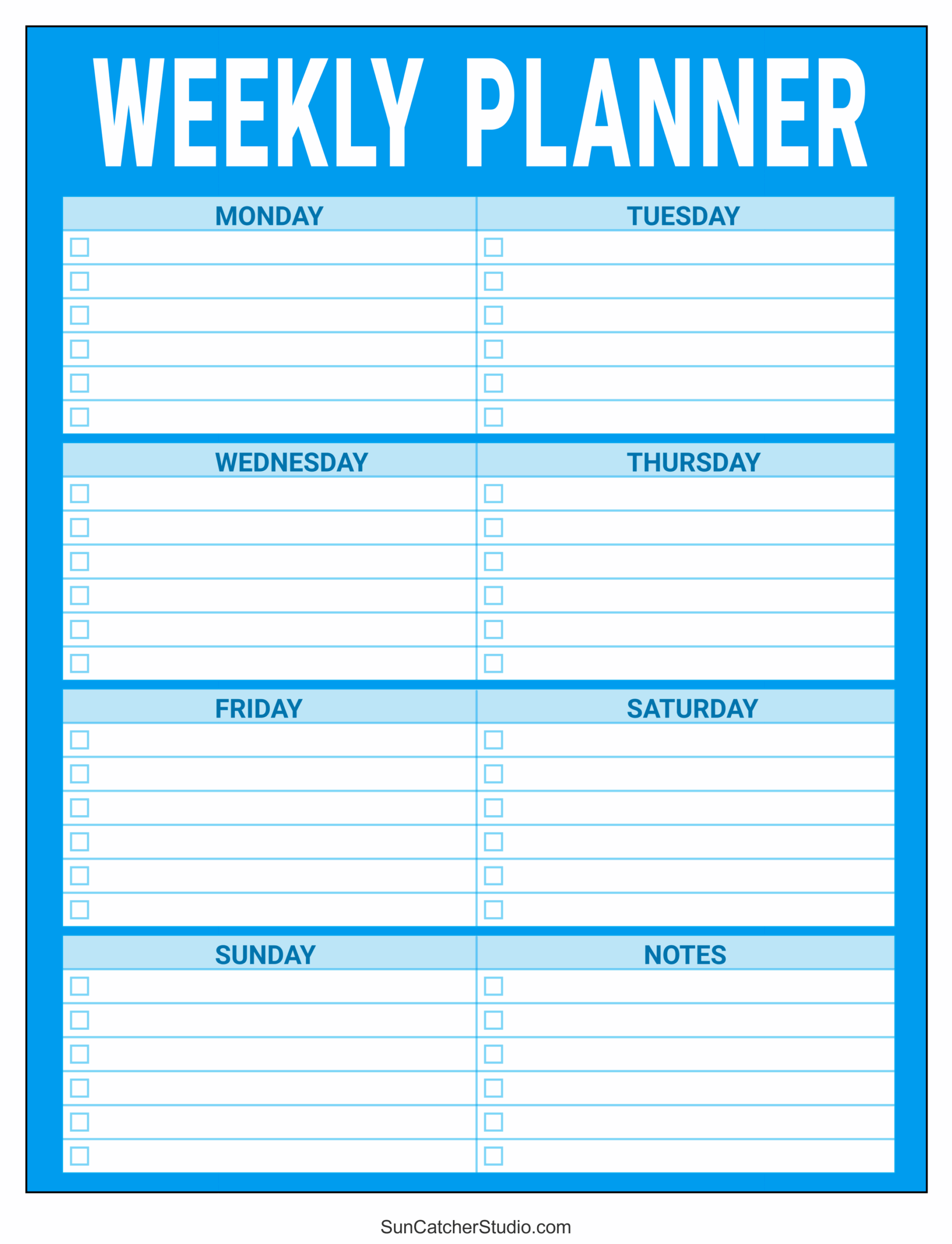 Blank Printable Weekly Calendar Pdf
