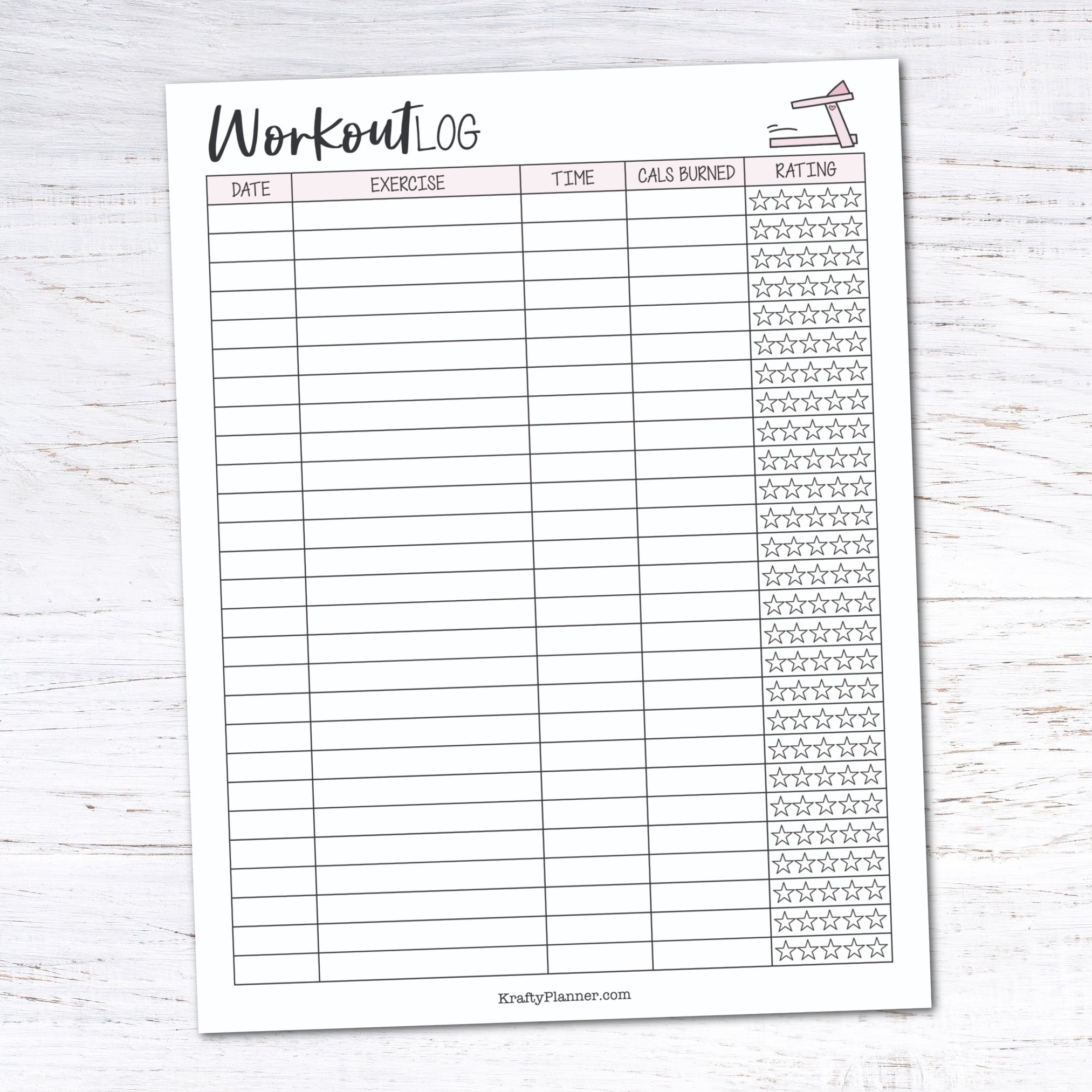 Free Printable Workout Tracker Krafty Planner