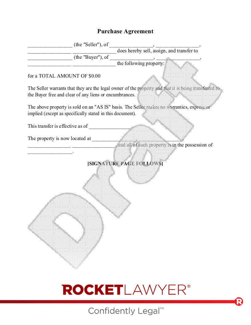 Free Purchase Agreement Template U0026 FAQs Rocket Lawyer