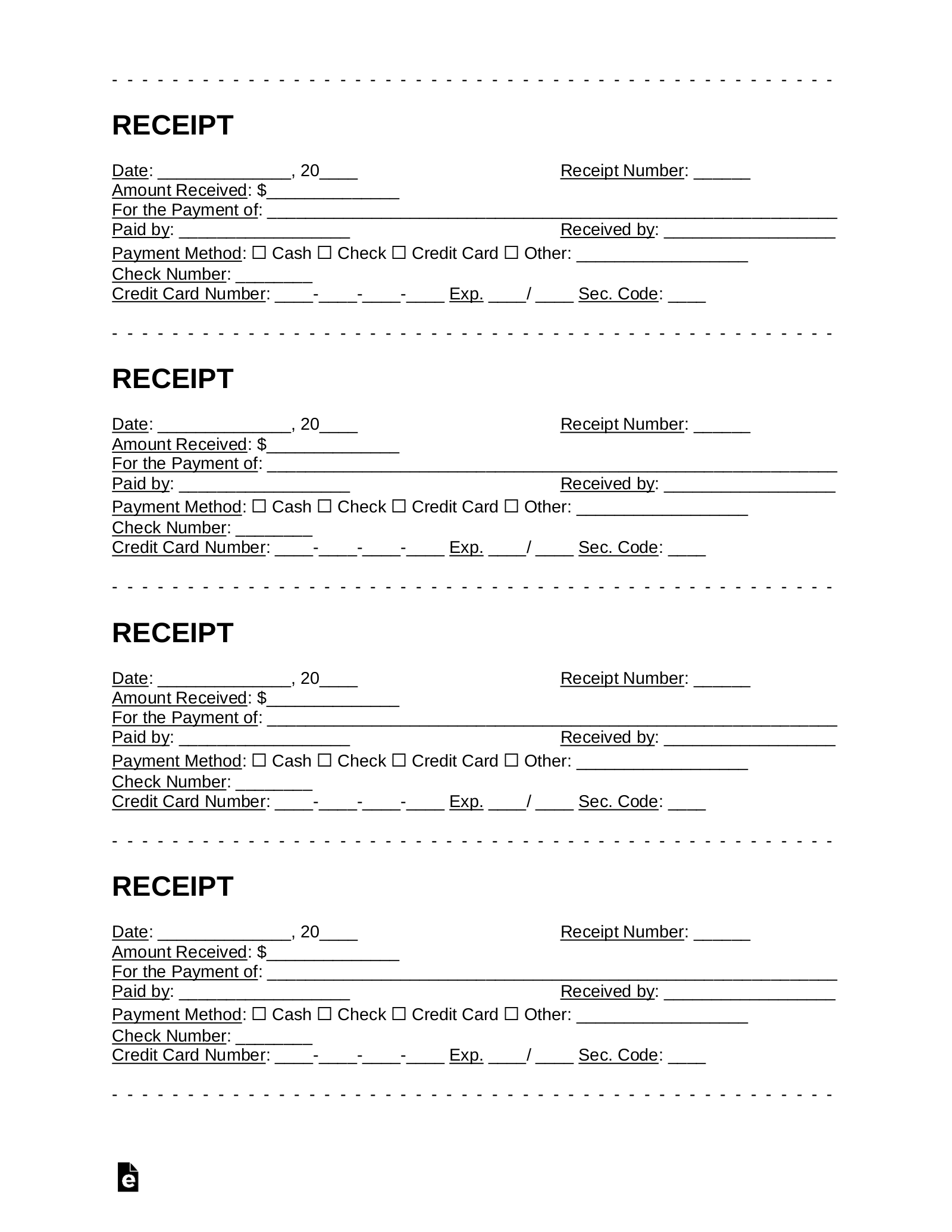 Printable Free Receipt Template