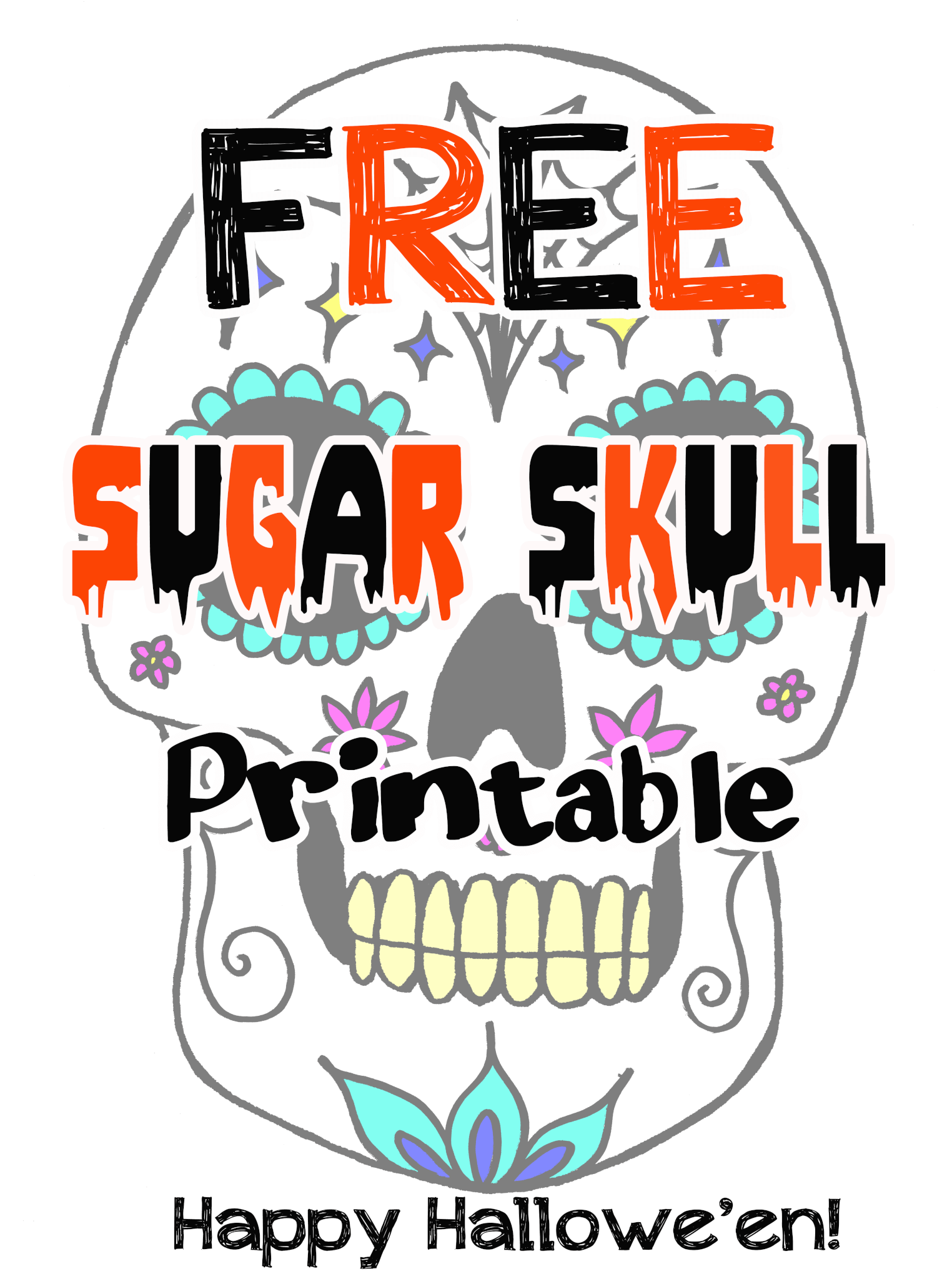Free Skull Printable Sugar Skull Colouring Page Julie Erin Designs