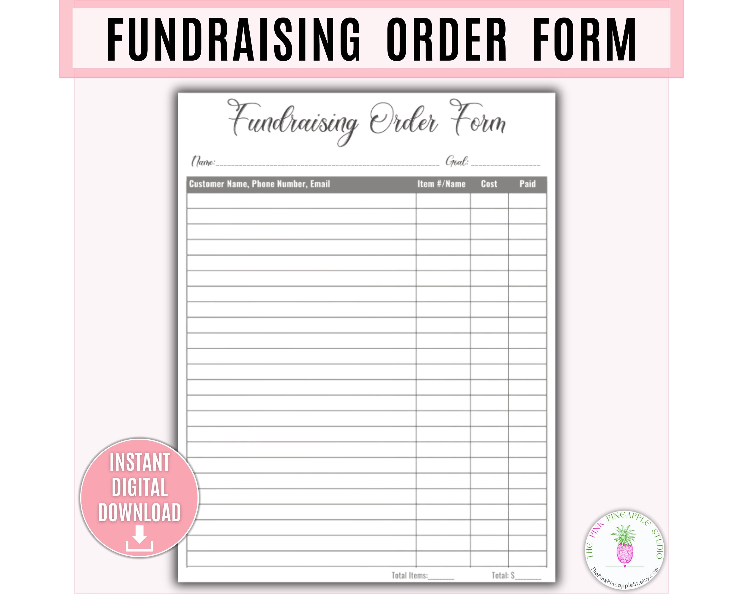 Fundraising Form Printable Template Sponsorship Form Fundraiser 