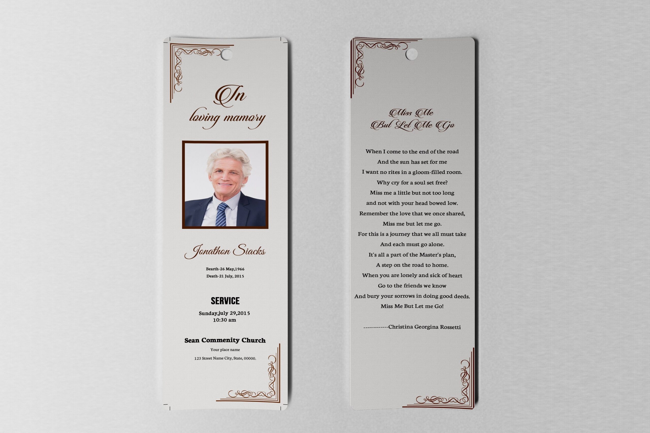 Funeral Bookmark Template MS Word U0026 Photoshop 418853 
