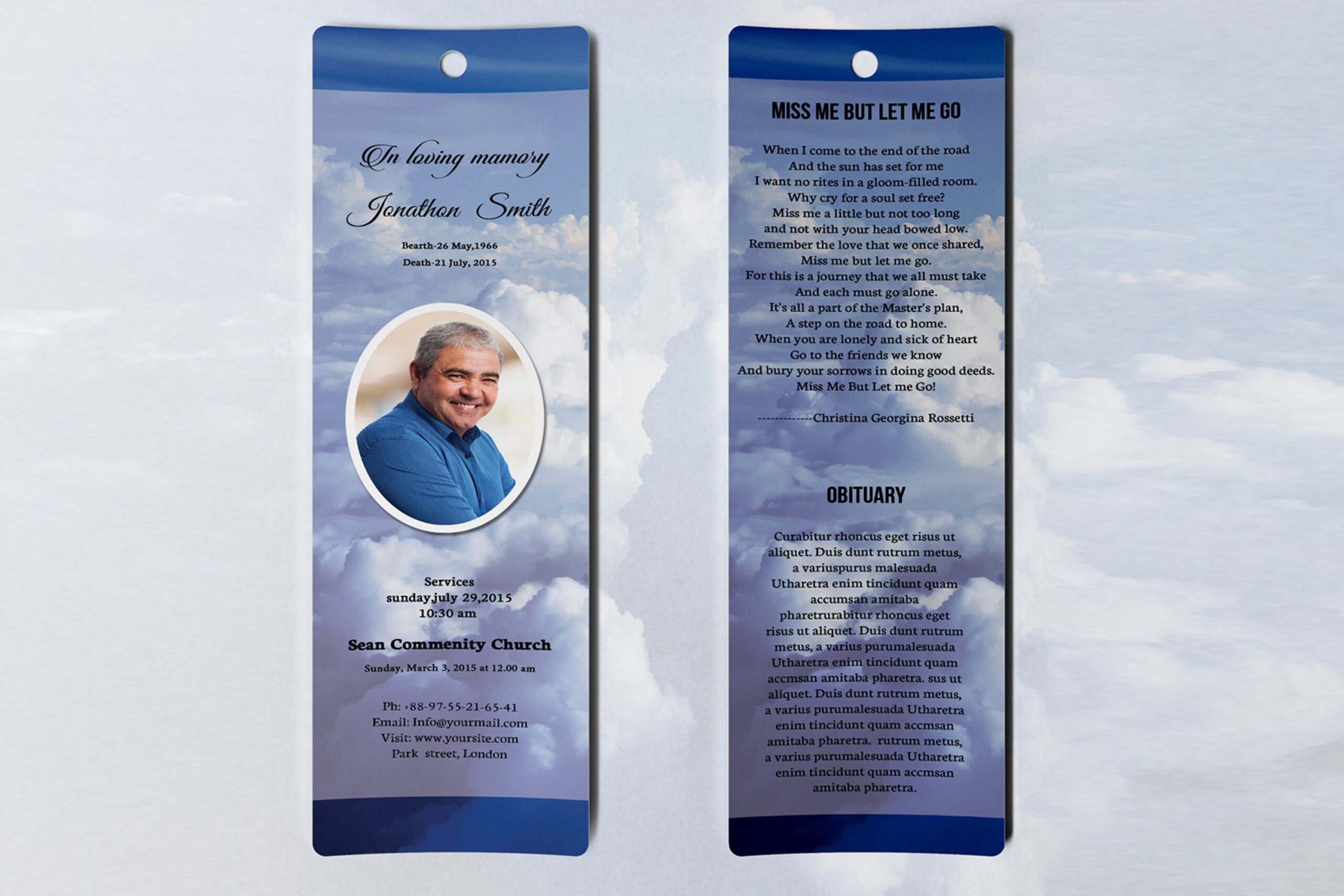 Funeral Bookmark Template MS Word U0026 Photoshop Template
