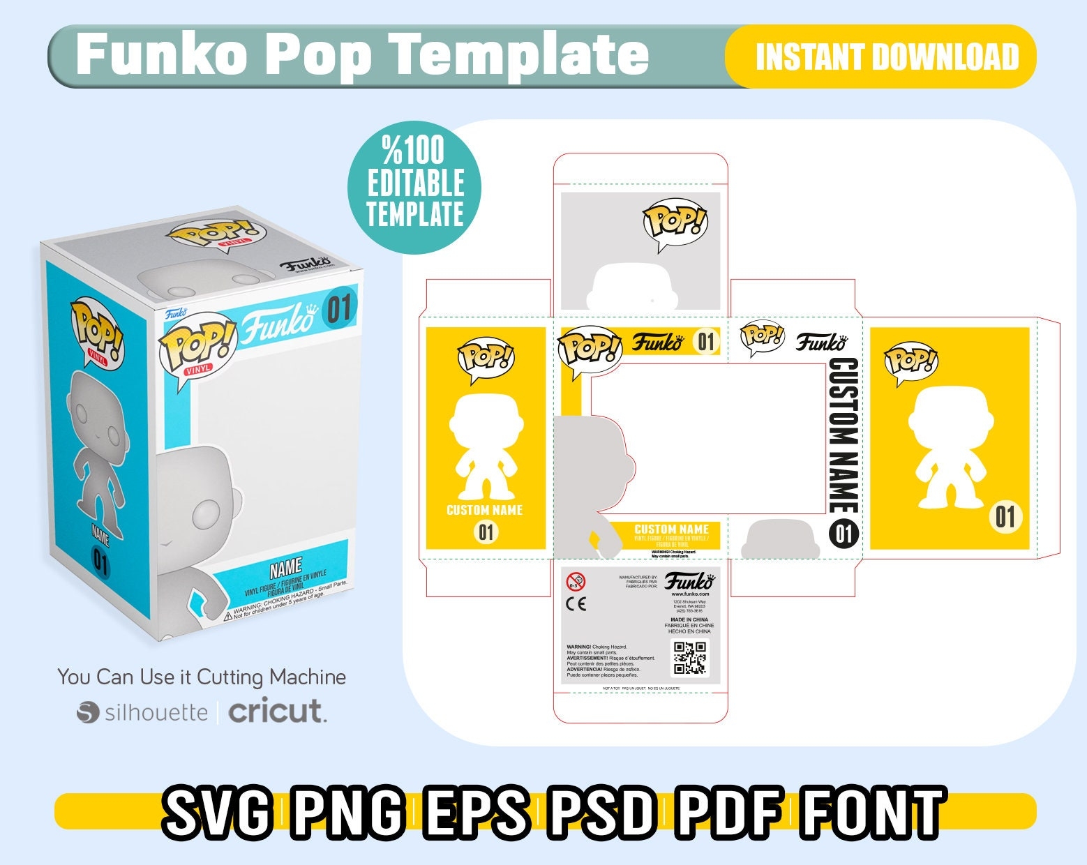 Printable Blank Funko Pop Box Template