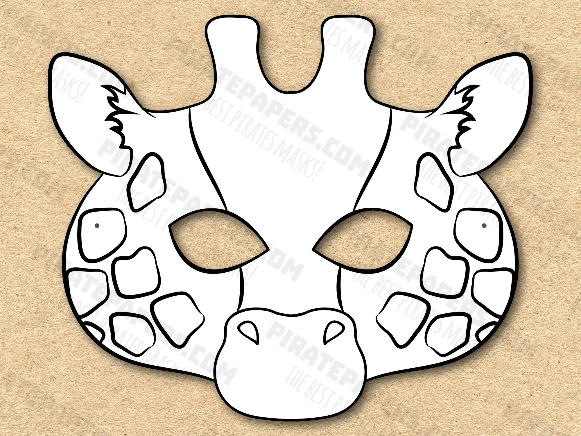 Giraffe Mask Printable Coloring Paper DIY For Kids And Adults PDF Template Instant Download For Birthdays Halloween Party Costumes Etsy