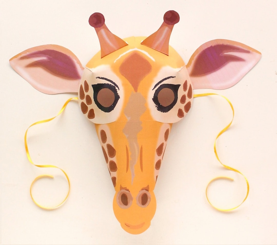 Giraffe Mask Template DIY No Sew Mask Pattern Instant Make Giraffe Mask With Our Easy To Download PDF Printable Templates By Happythought Etsy