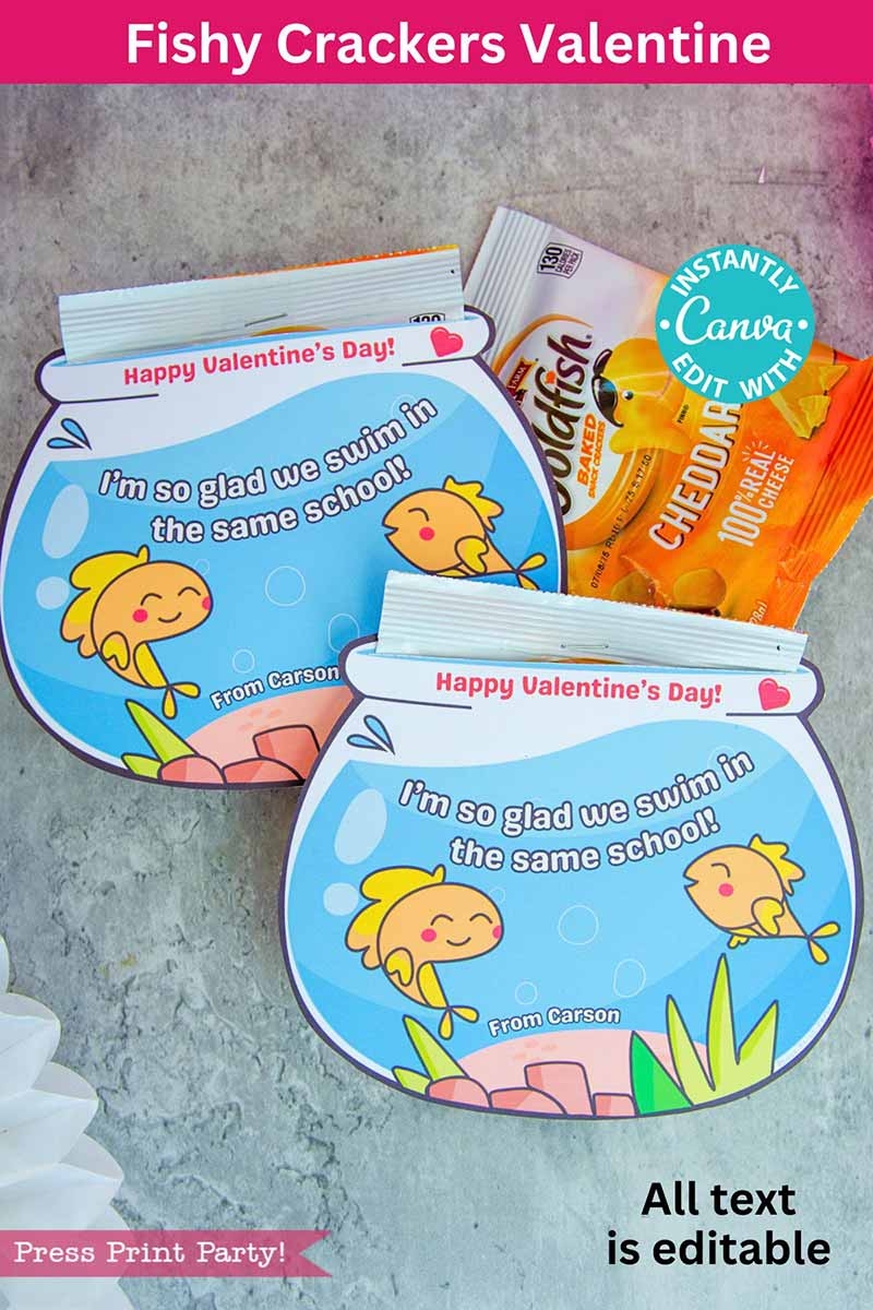 Goldfish Valentine Card Press Print Party 