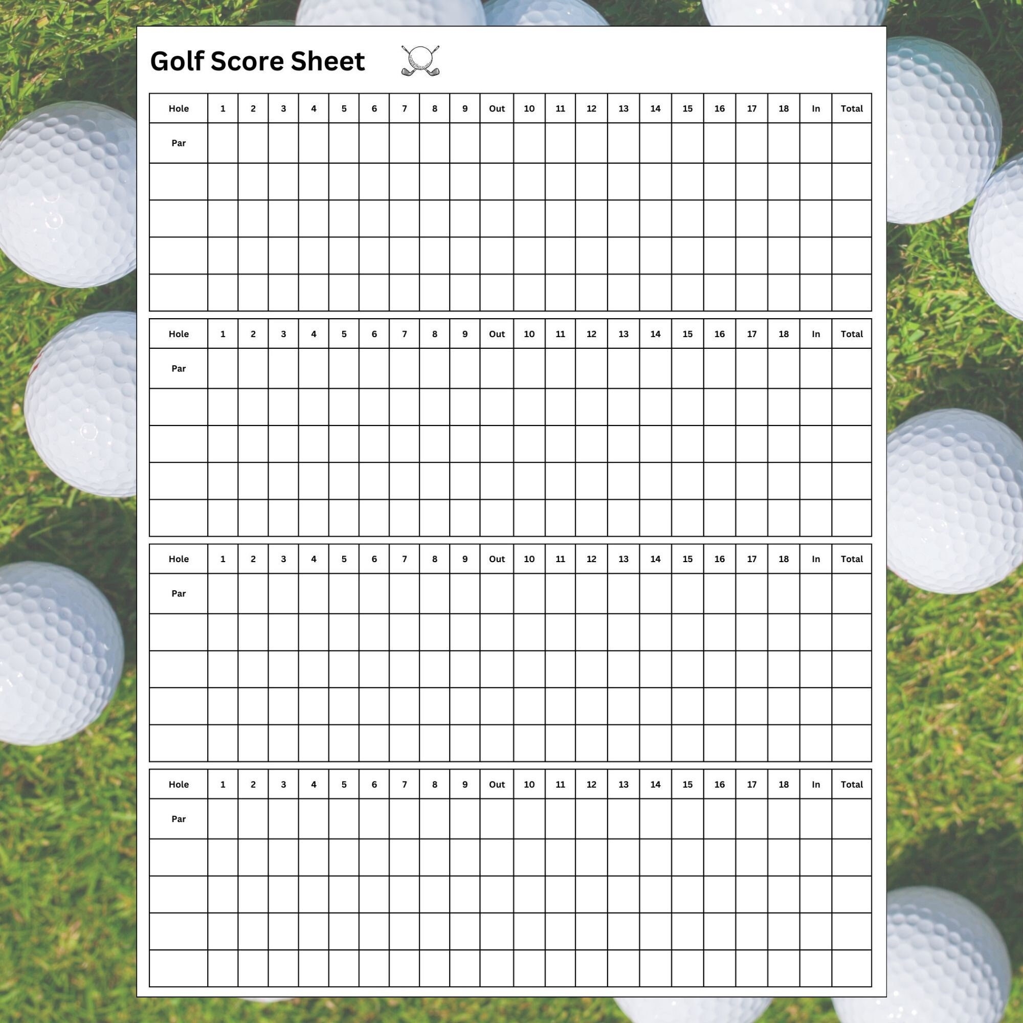 Golf Score Sheet Printable 8 5