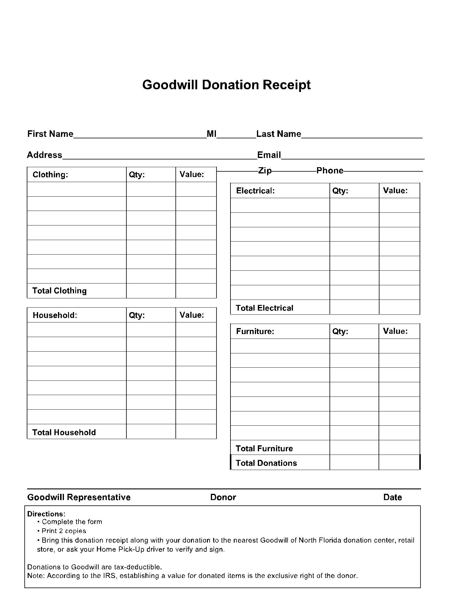 Free Printable Donation Receipt Template