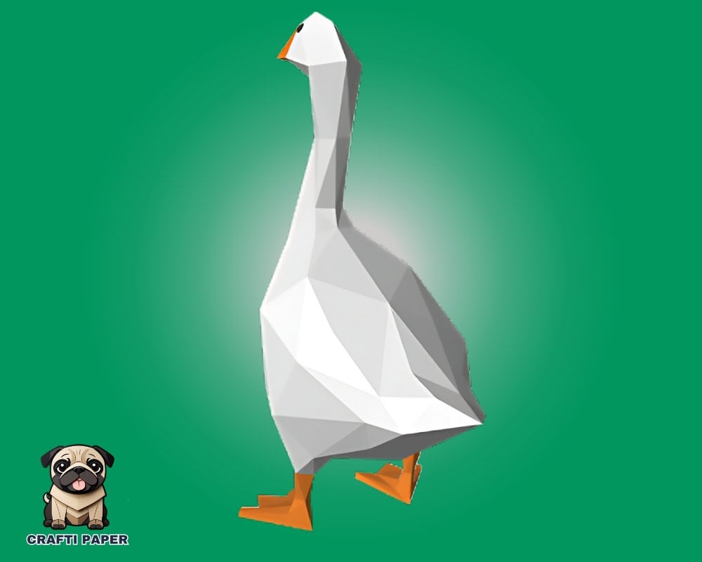 Goose Papercraft Template Diy Animal Papercraft 3d Template DXF PDF Template Paper Model Low Poly Bird Papercraft Etsy