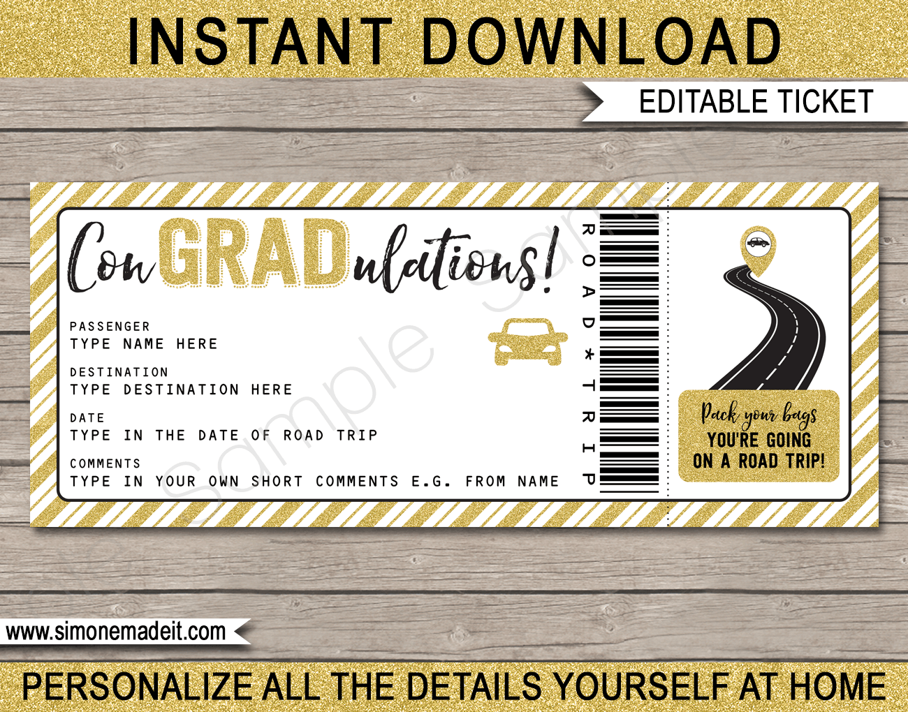 Graduation Road Trip Gift Tickets