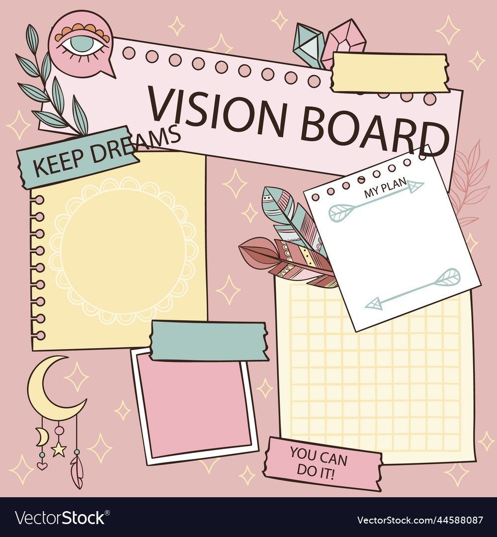 Hand Drawn Vision Board Royalty Free Vector Image Hand Drawn Vision Board Royalty Free Vector Image