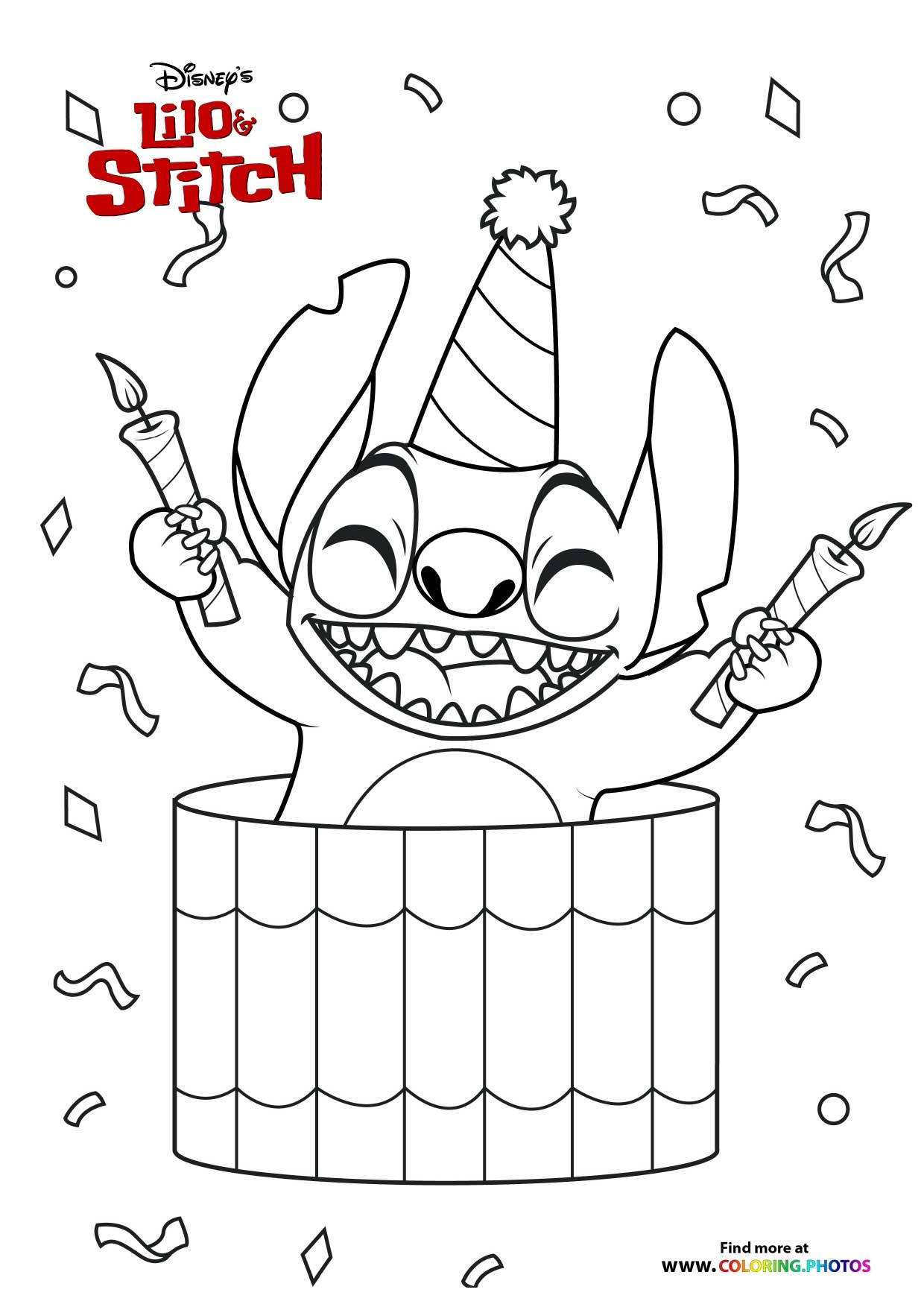 Happy Birthday Stitch Coloring Pages For Kids