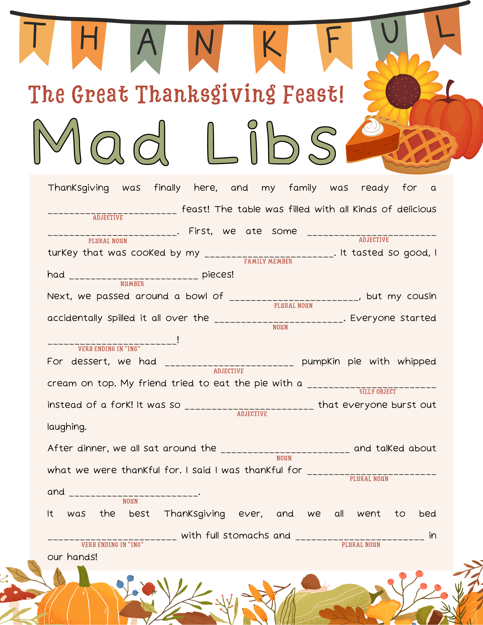 Mad Libs Free Printable