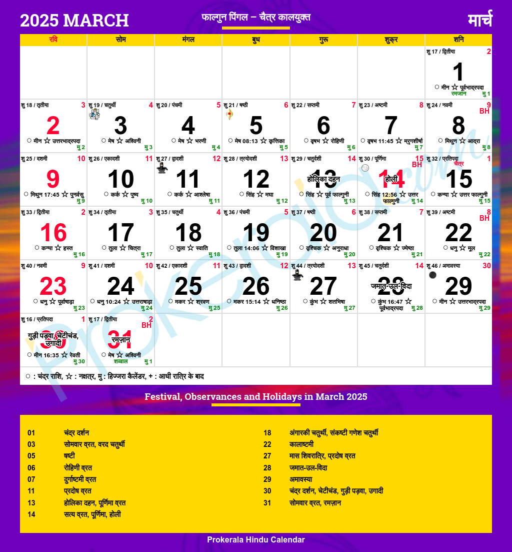 Hindu Calendar 2025 Festivals Auspicious Days U0026 Important Dates