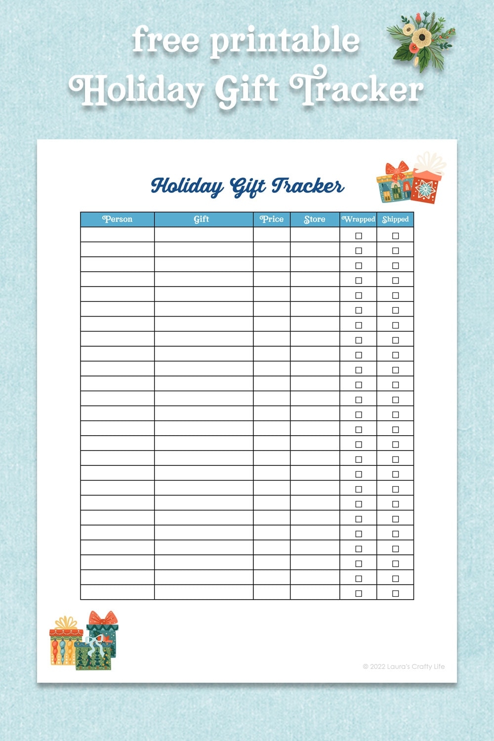 Template Free Printable Gift Tracker