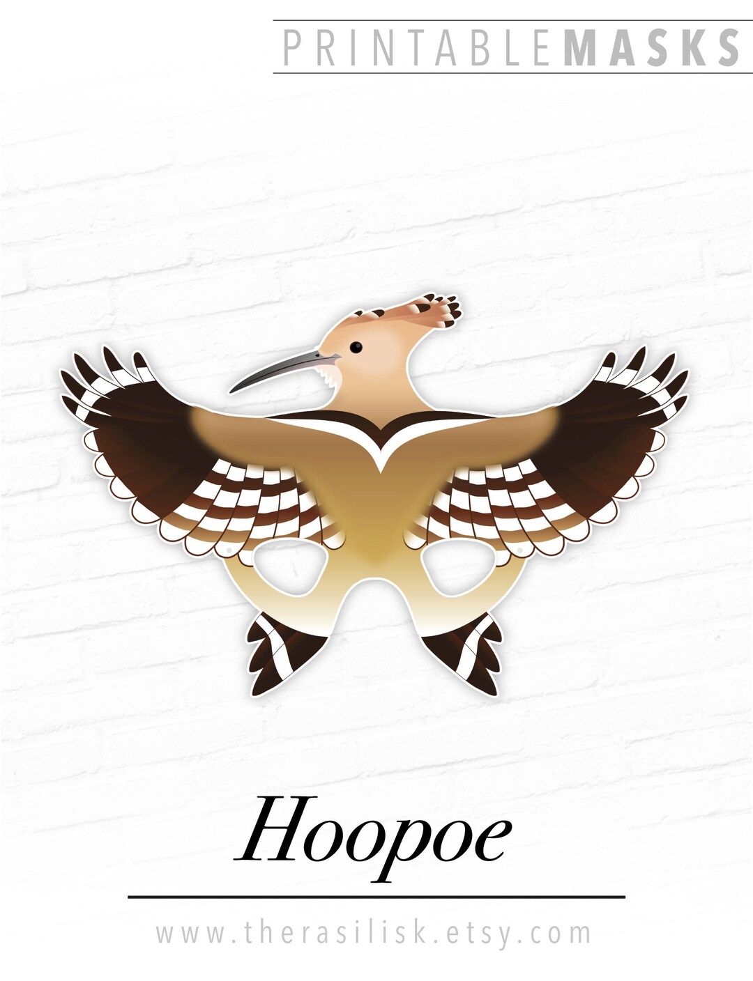 Hoopoe Mask Bird Masks Printable Bird Mask Hoopoe Printable Mask Paper Animal Masks African Hoopoe Wedding Photo Booth Kids Costumes Etsy