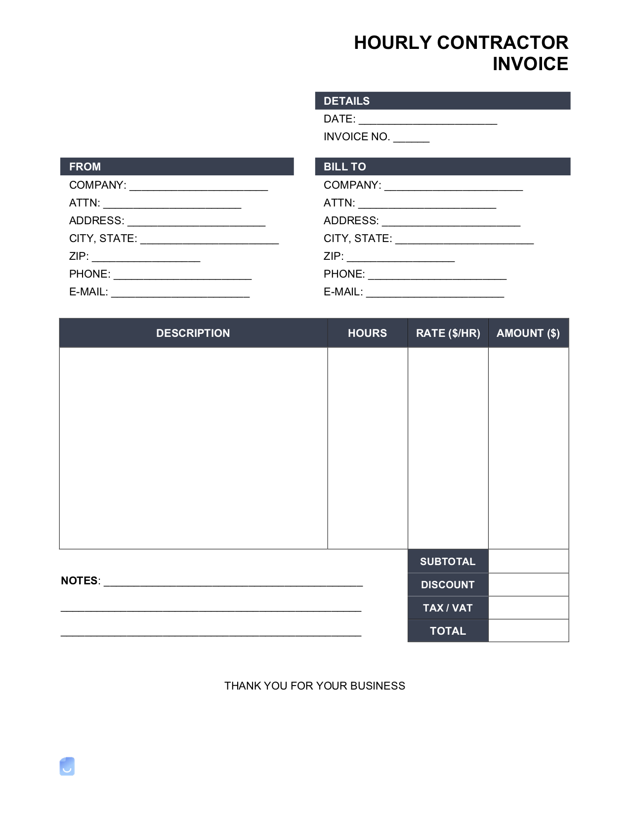 Hourly Rate hr Invoice Template Invoice Maker