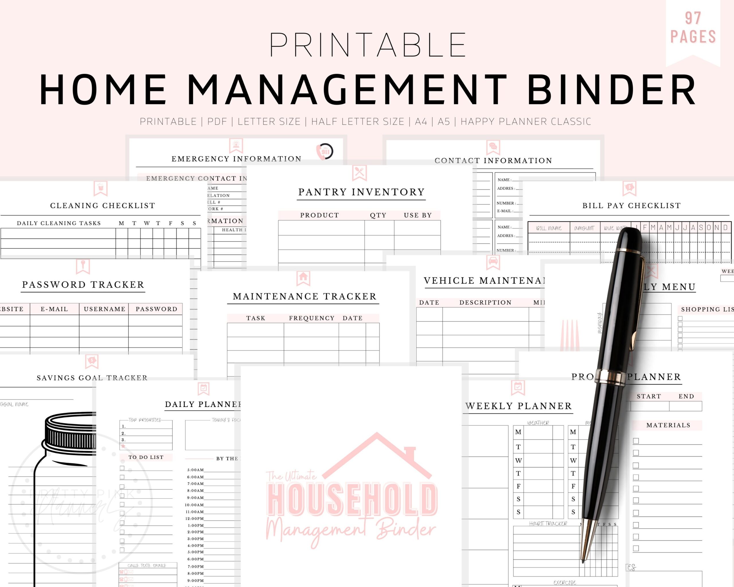 Free Household Organization Templates Printable