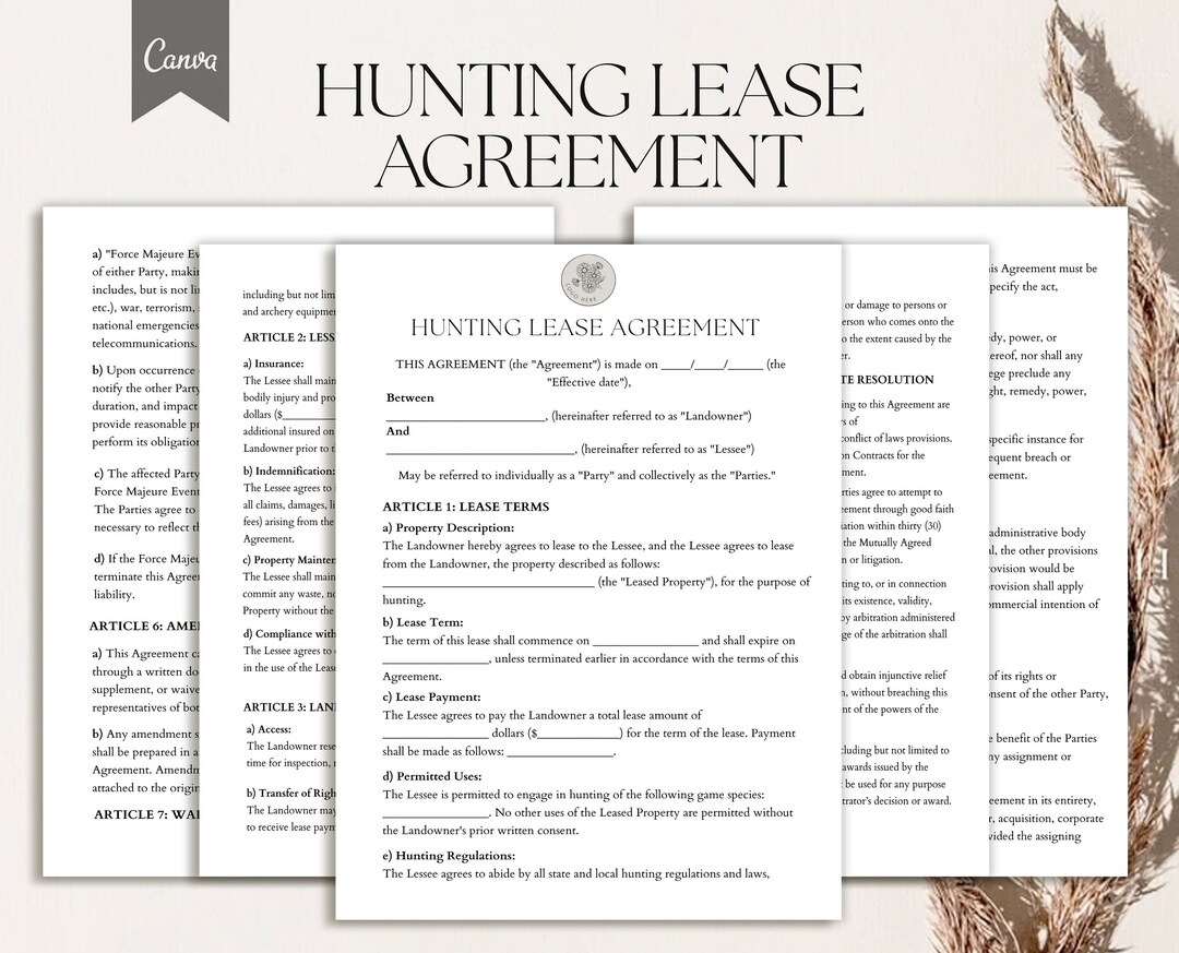 Free Printable Hunting Lease Agreement