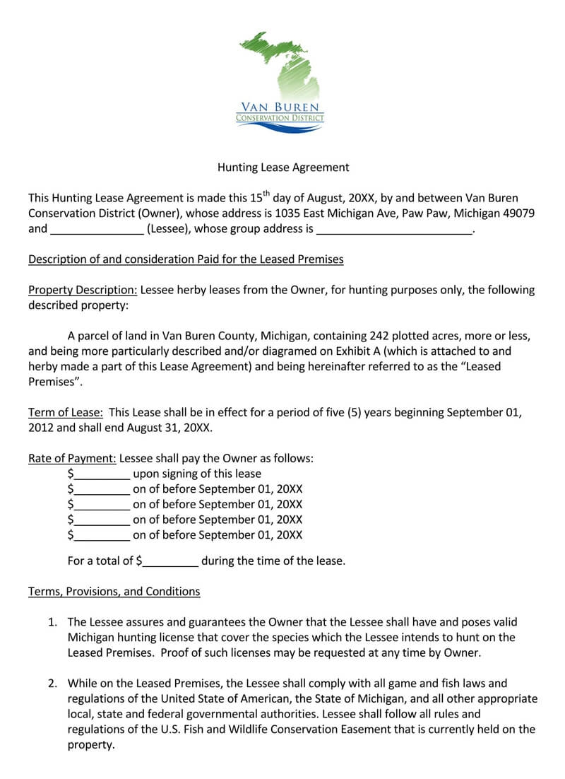 Hunting Lease Agreement Templates US Basics U0026 Laws