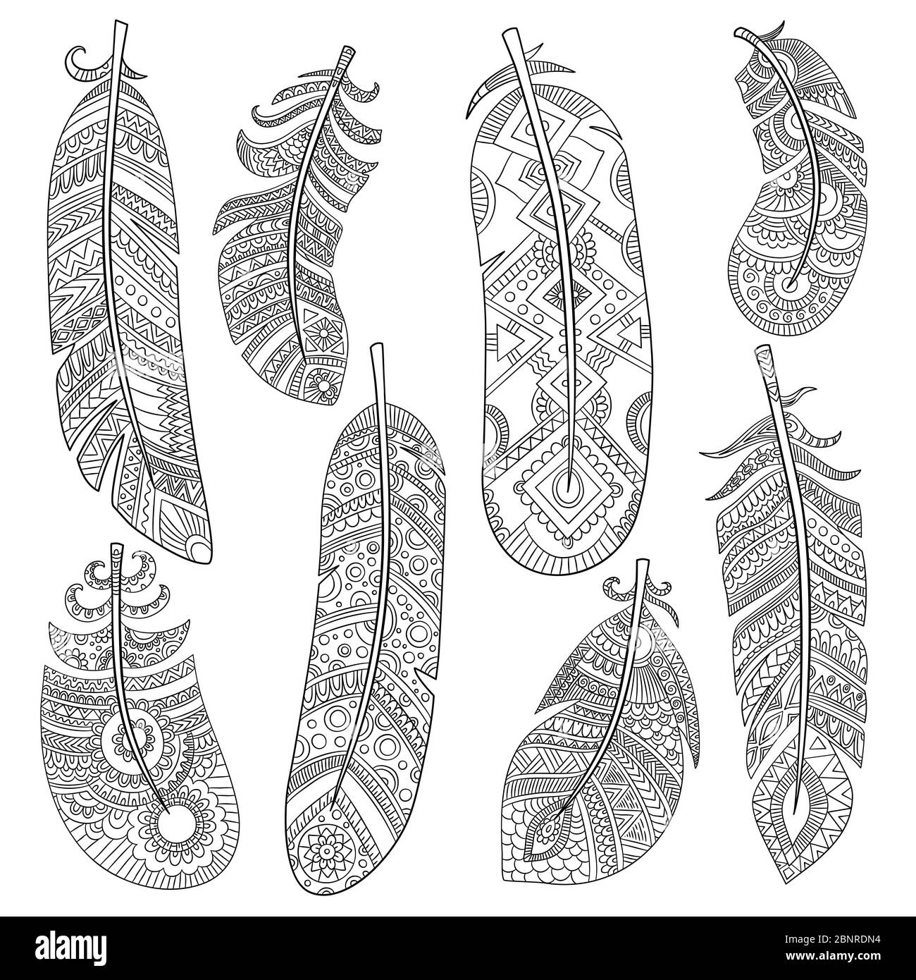 Indian Tribal Feathers Fashion Aztec Bird American Pattern Vintage Feathers Vector Monochrome Pattern Stock Vector Image U0026 Art Alamy