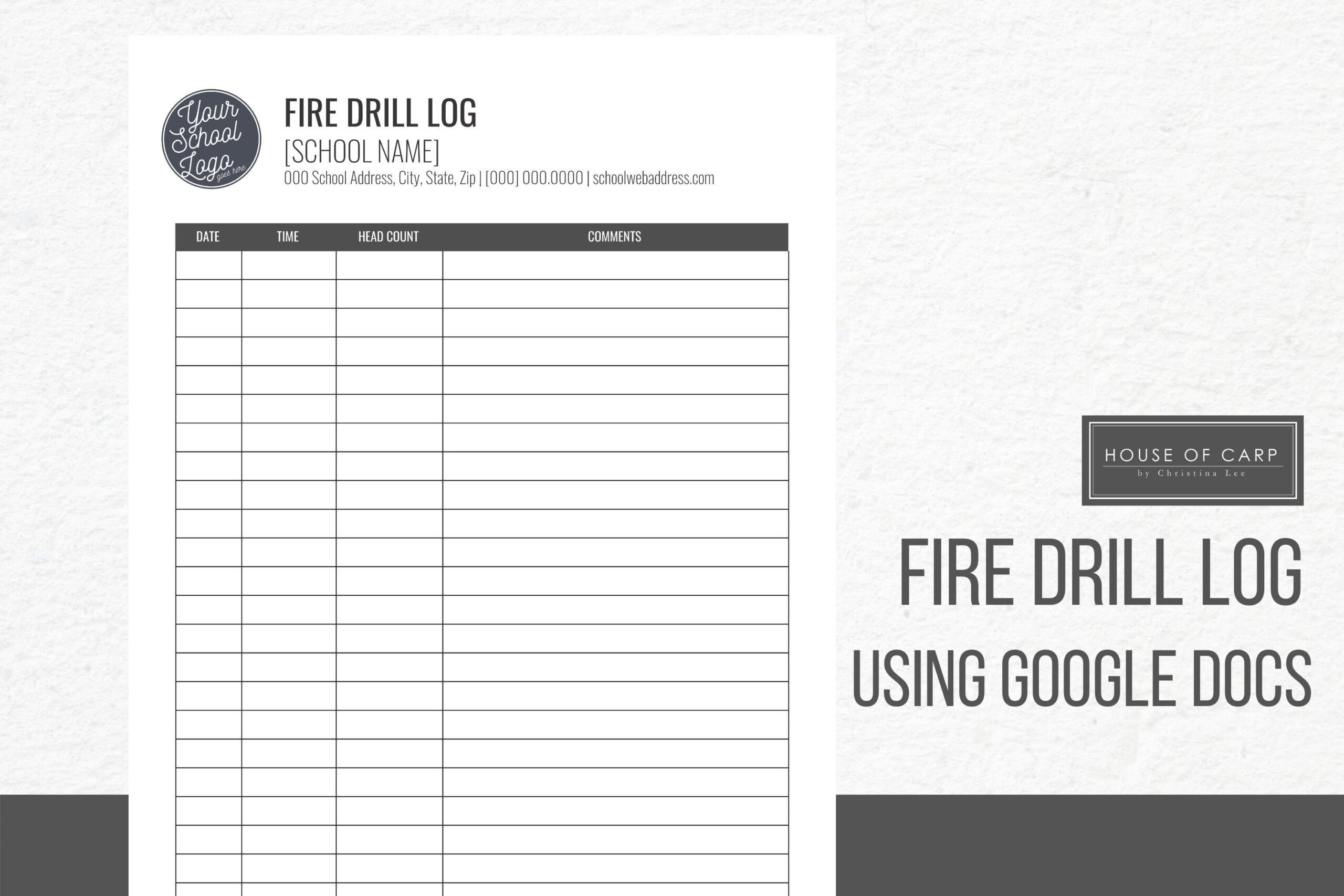 INSTANT DOWNLOAD Fire Drill Log On Google Docs Teacher Templates Back To School Documents Daycare Documents Etsy