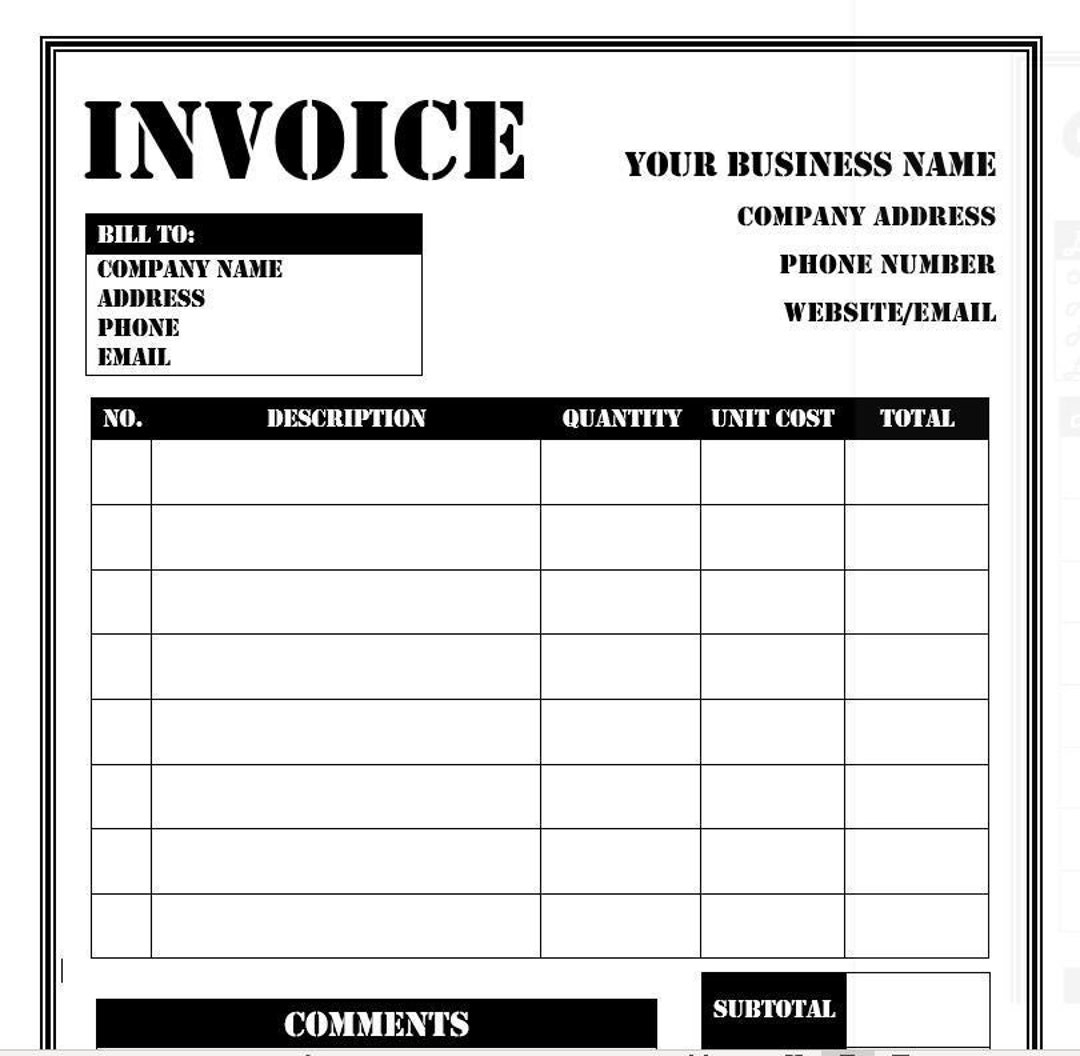 Invoice Template 4 Printable Editable Customizable Microsoft Word Worksheets Library