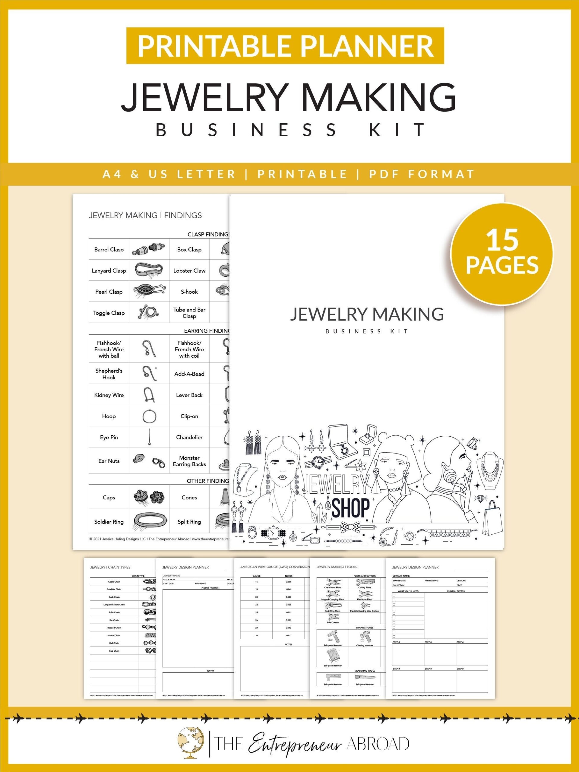 Jewelry Making Business Kit Printable Jewelry Design Pricing Worksheet Arts U0026 Crafts Business Letter A4 Instant Download Etsy