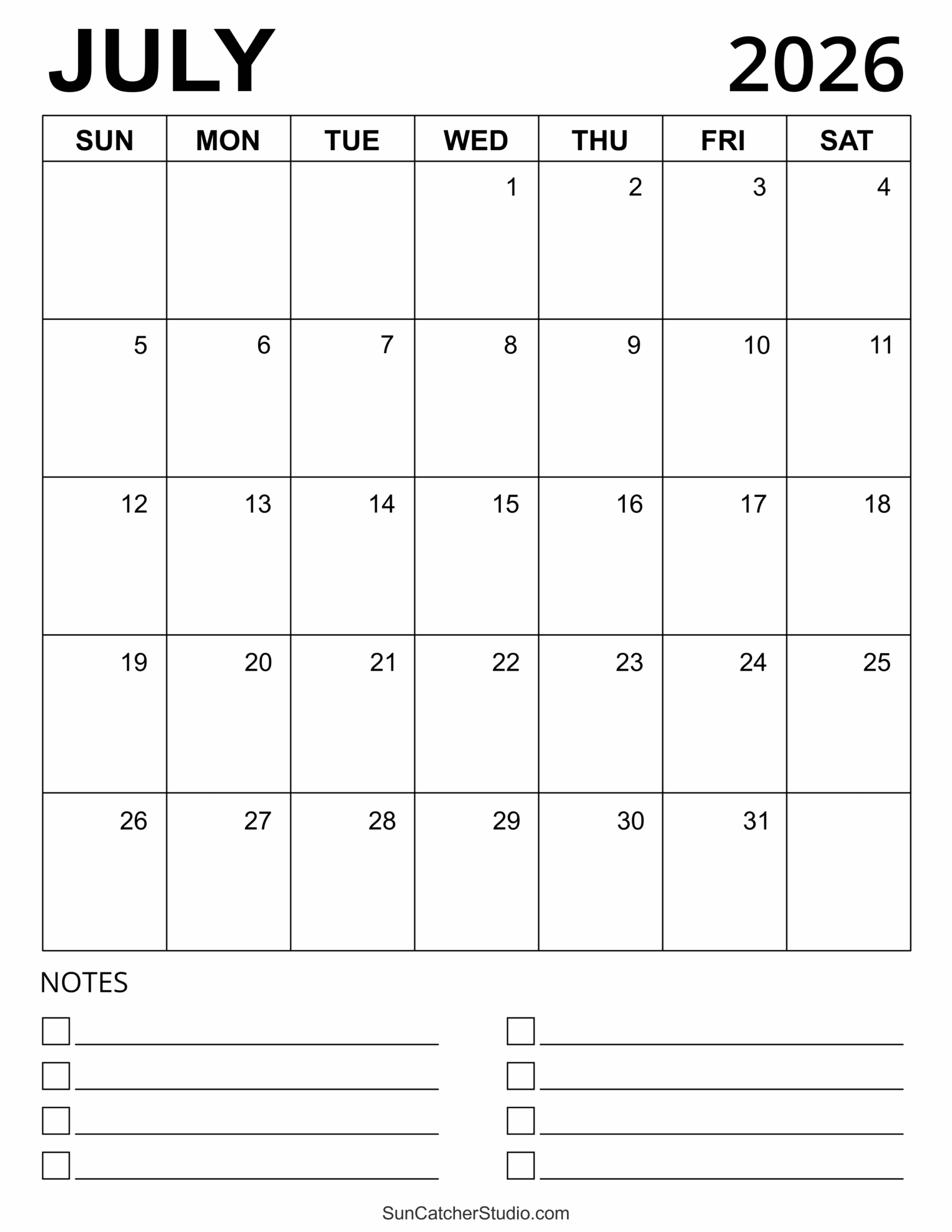 July 2026 Calendar Free Printable Free Printables Monograms Design Tools Patterns U0026 DIY Projects