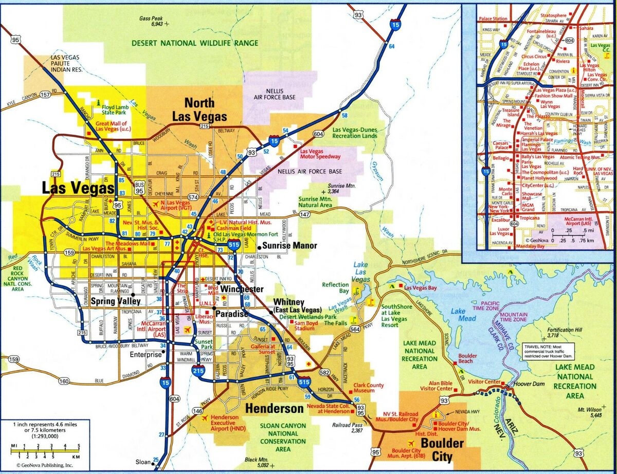 Las Vegas Nevada MAP POSTER PICTURE PHOTO PRINT City County USA 