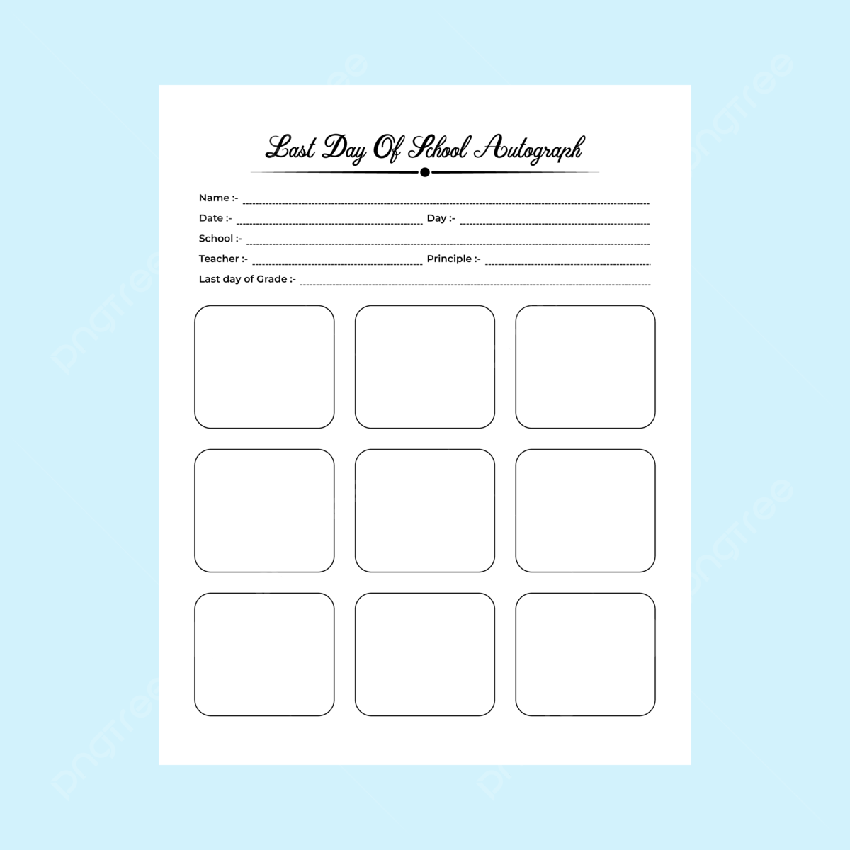 Last Day Of School Autograph Notebook Interior Teacher S And Good Wish Template A Log Book Celebration Tracker Classmate Collector Template Download On Pngtree