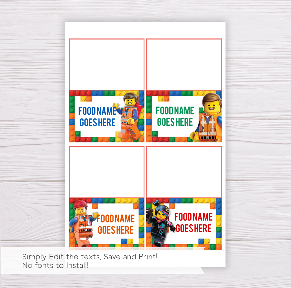 Lego Food Label Dgtally Worksheets Library