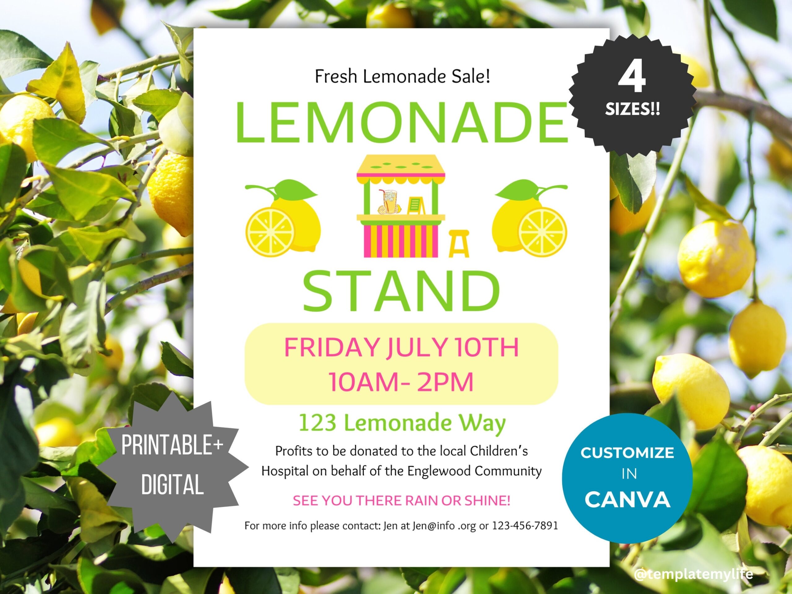 Lemonade Sale Flyer Template Summer Fundraiser Flyer Printable Lemonade Fundraiser Poster Sports Team Fundraising Flyer Lemonade Stand Sign Etsy