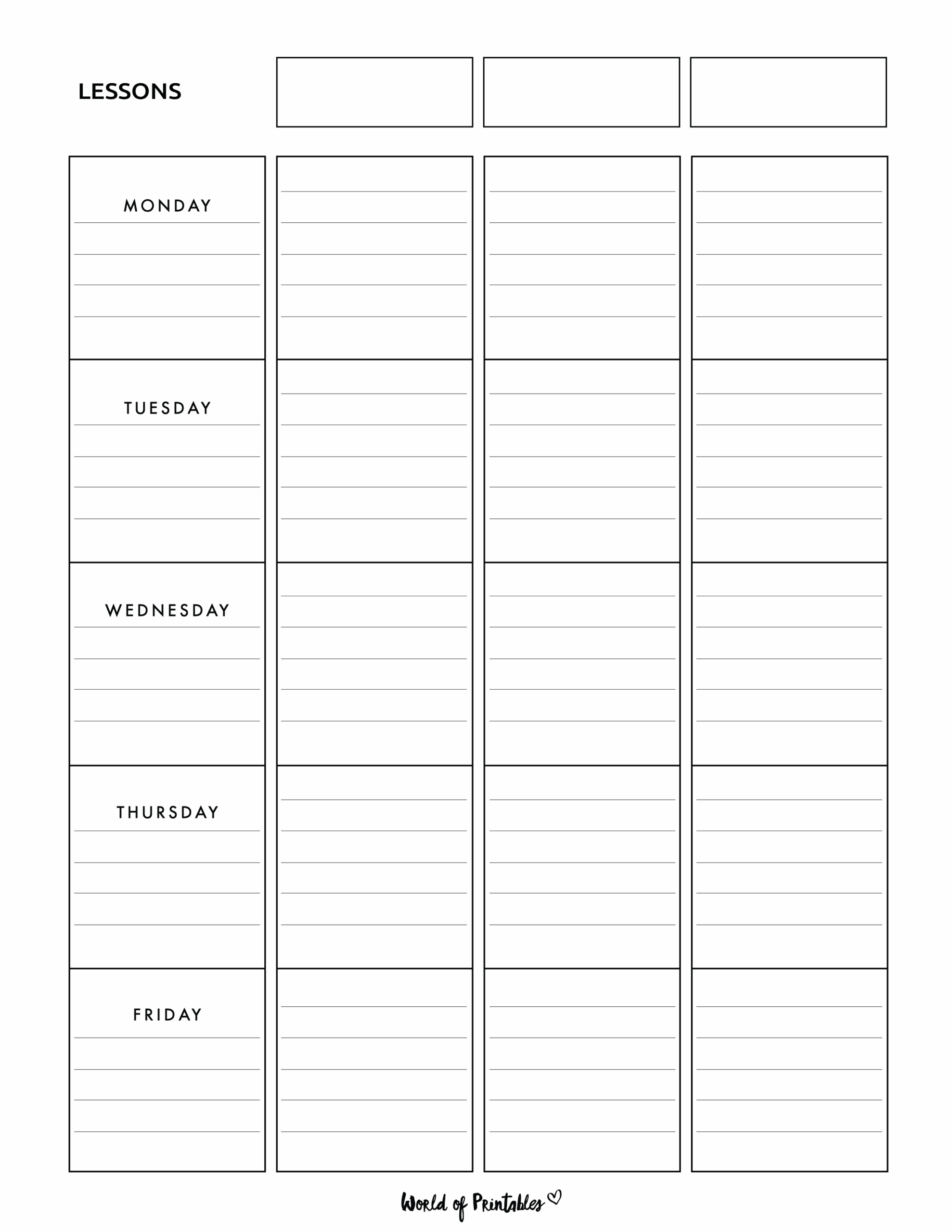 Lesson Plan Templates World Of Printables
