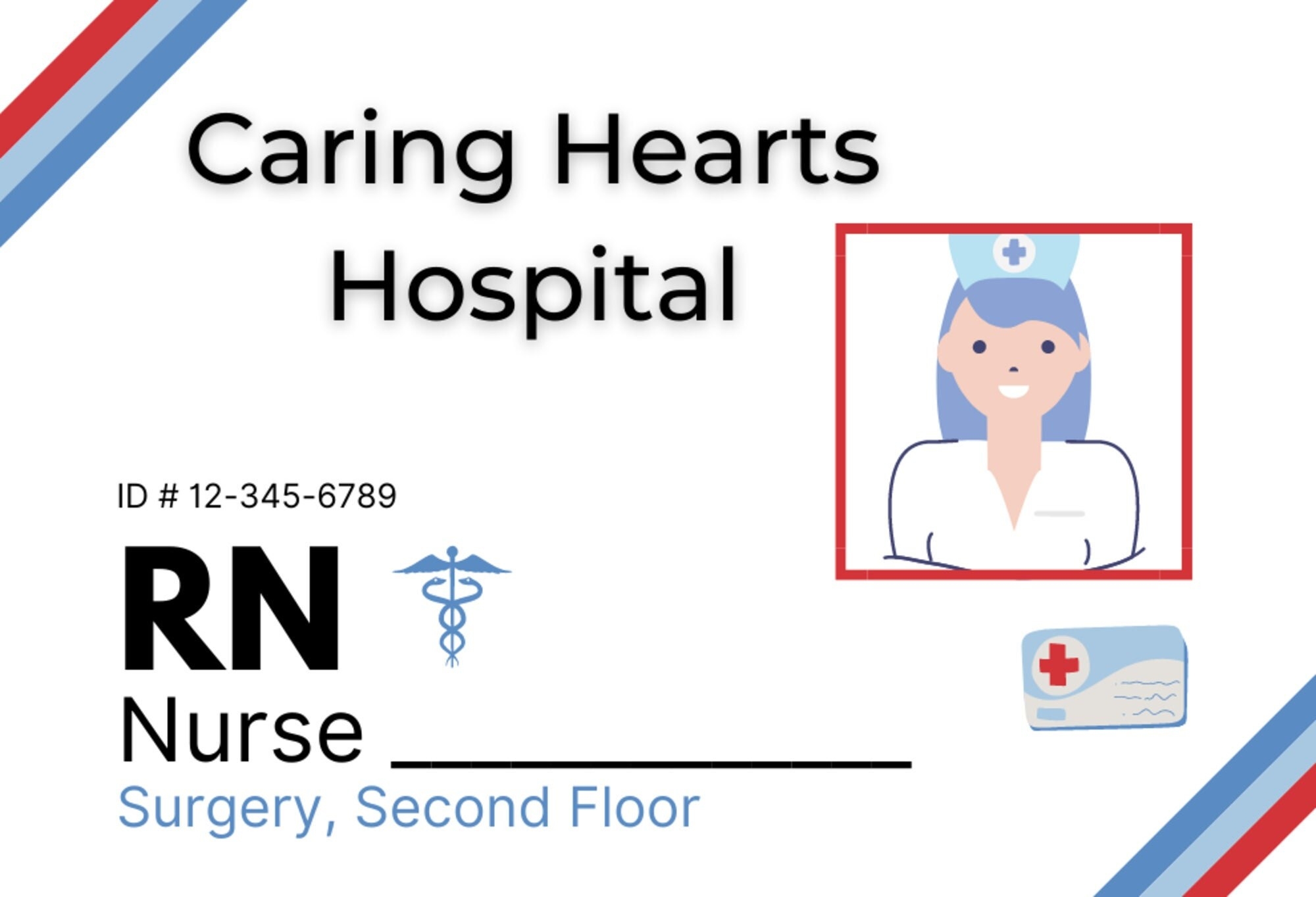 Let s Pretend Printable Nurse s ID Badge Pretend Play Nurse Badge Hospital ID For Female Nurse
