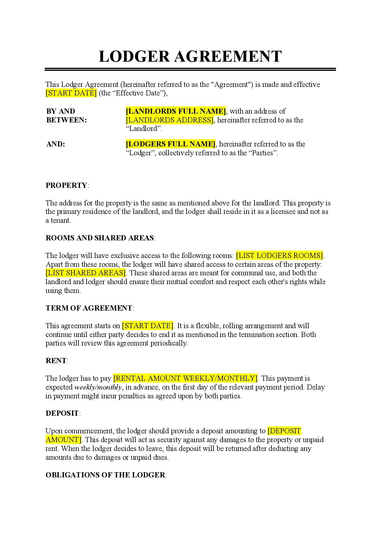 Free Printable Tenancy Agreement Template Uk