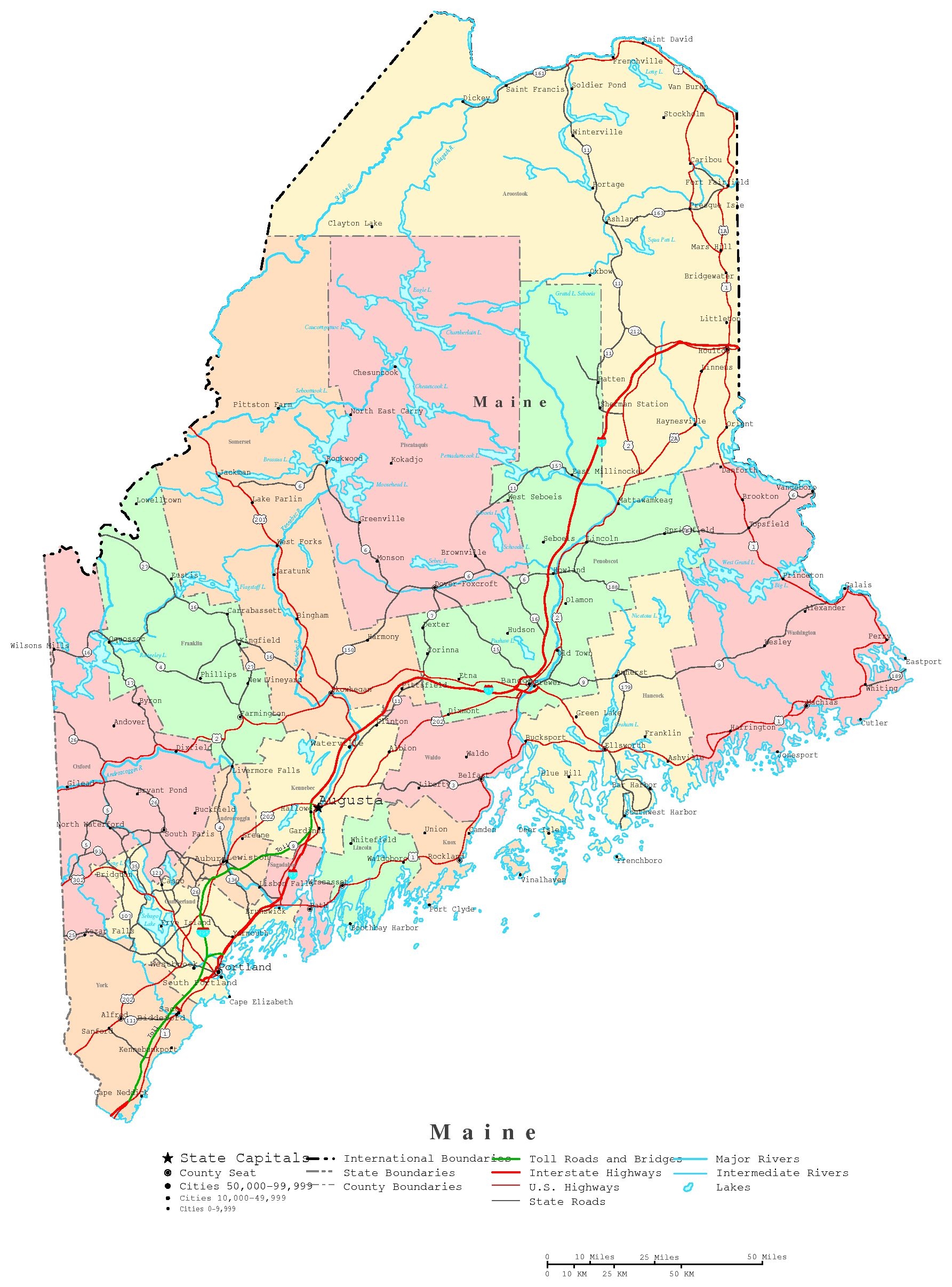 Maine Printable Map Maine Printable Map
