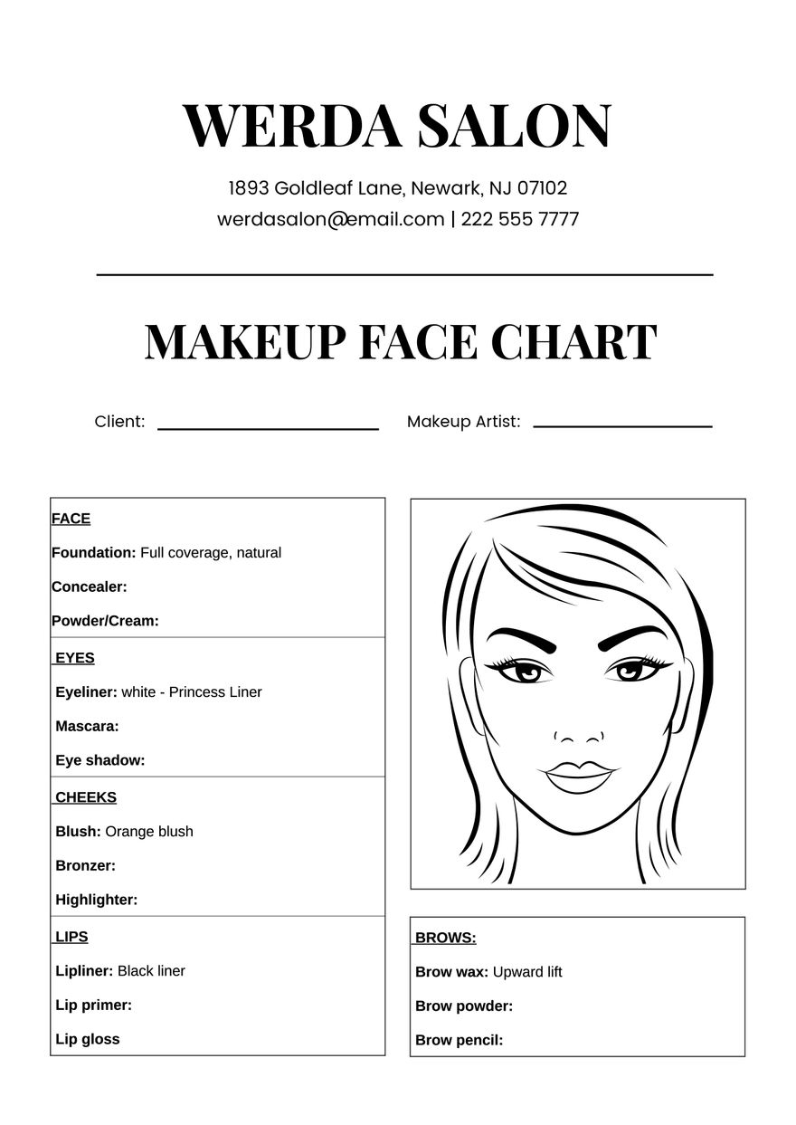 Free Makeup Face Template Printable Pdf