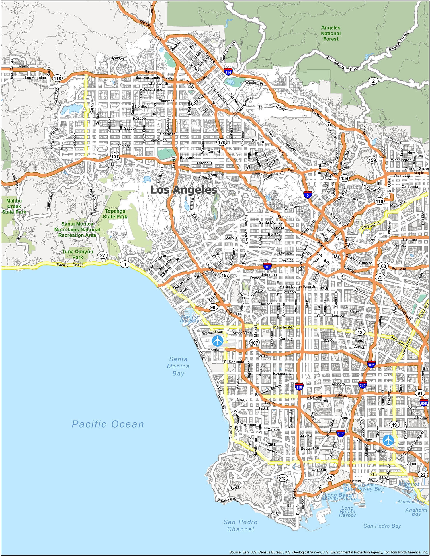 Printable Map Of Los Angeles