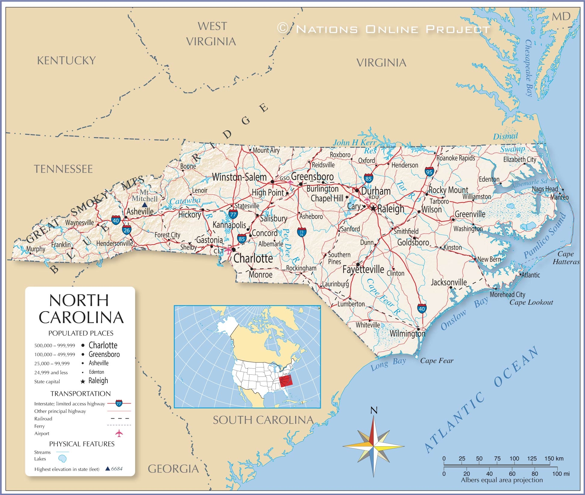 Printable Map Of North Carolina Printable Map Of North Carolina
