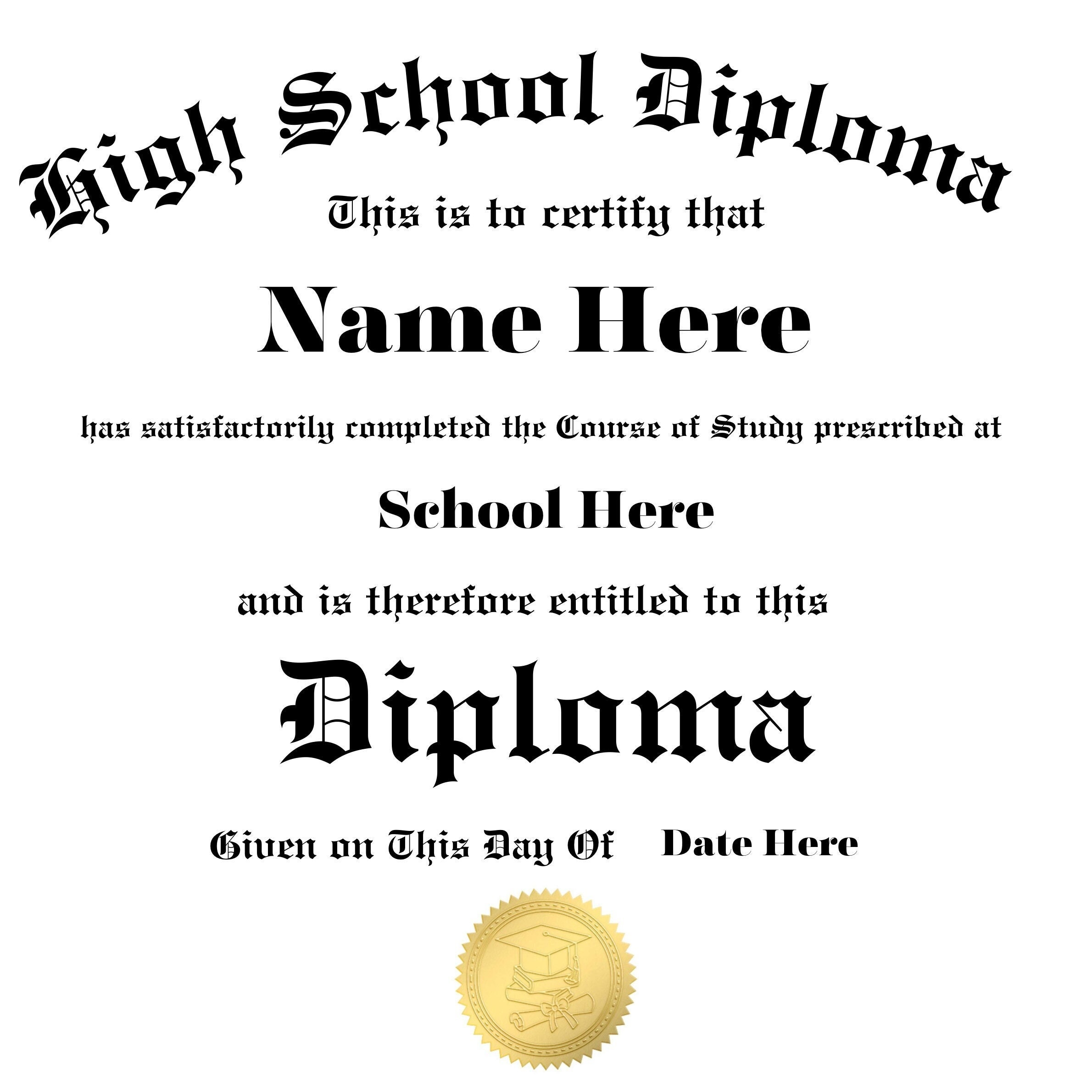 Maryland Diploma Template Editable Etsy