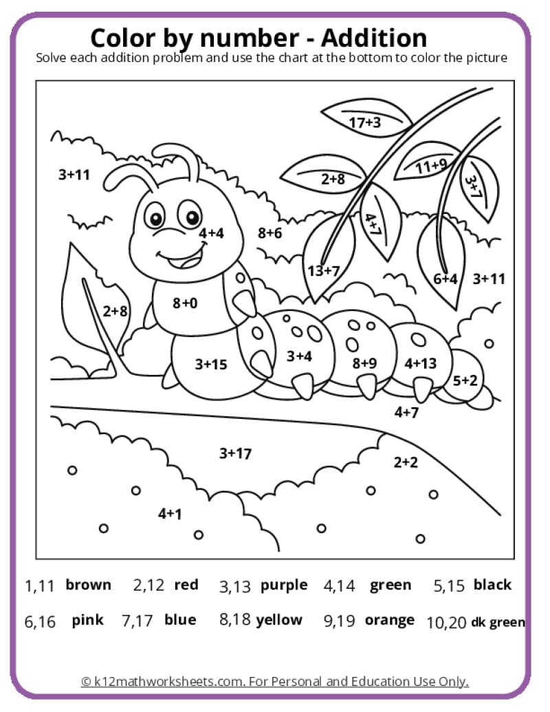 Free Printable Color By Number Multiplication