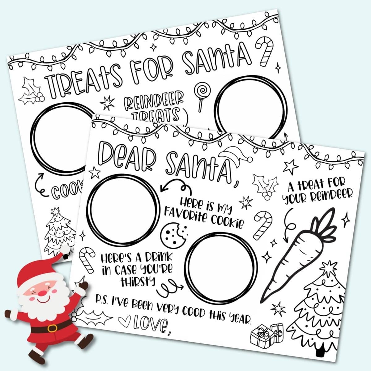 Milk And Cookies For Santa Placemats Free Printable Kara Creates