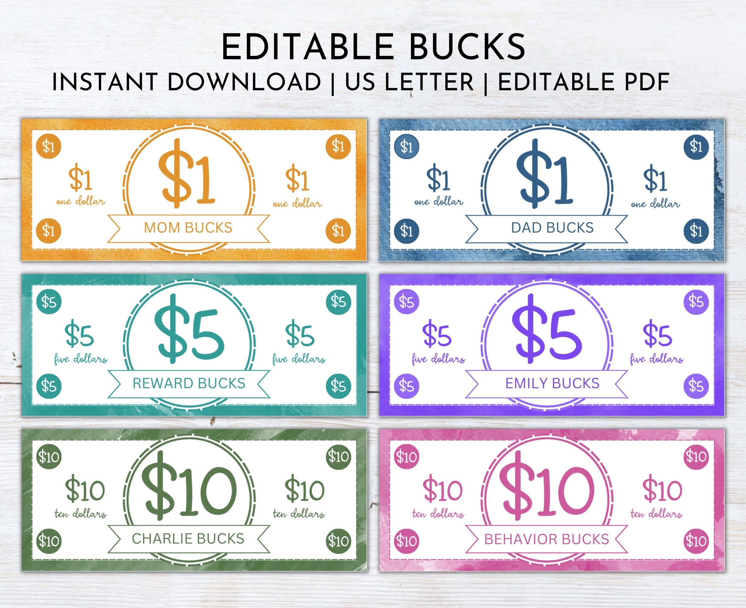 Free Printable Reward Reward Bucks Template