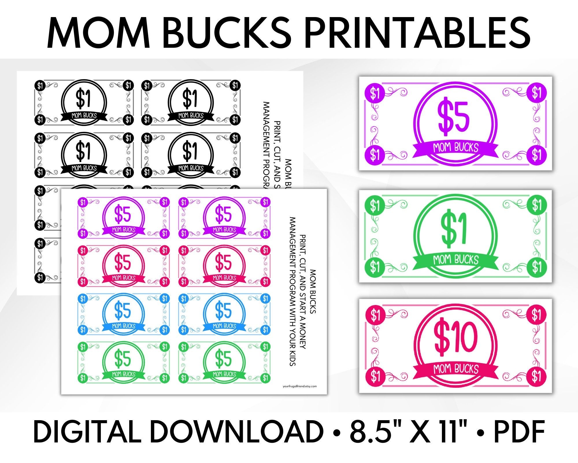 Mom Bucks Printable Printable Party Favors