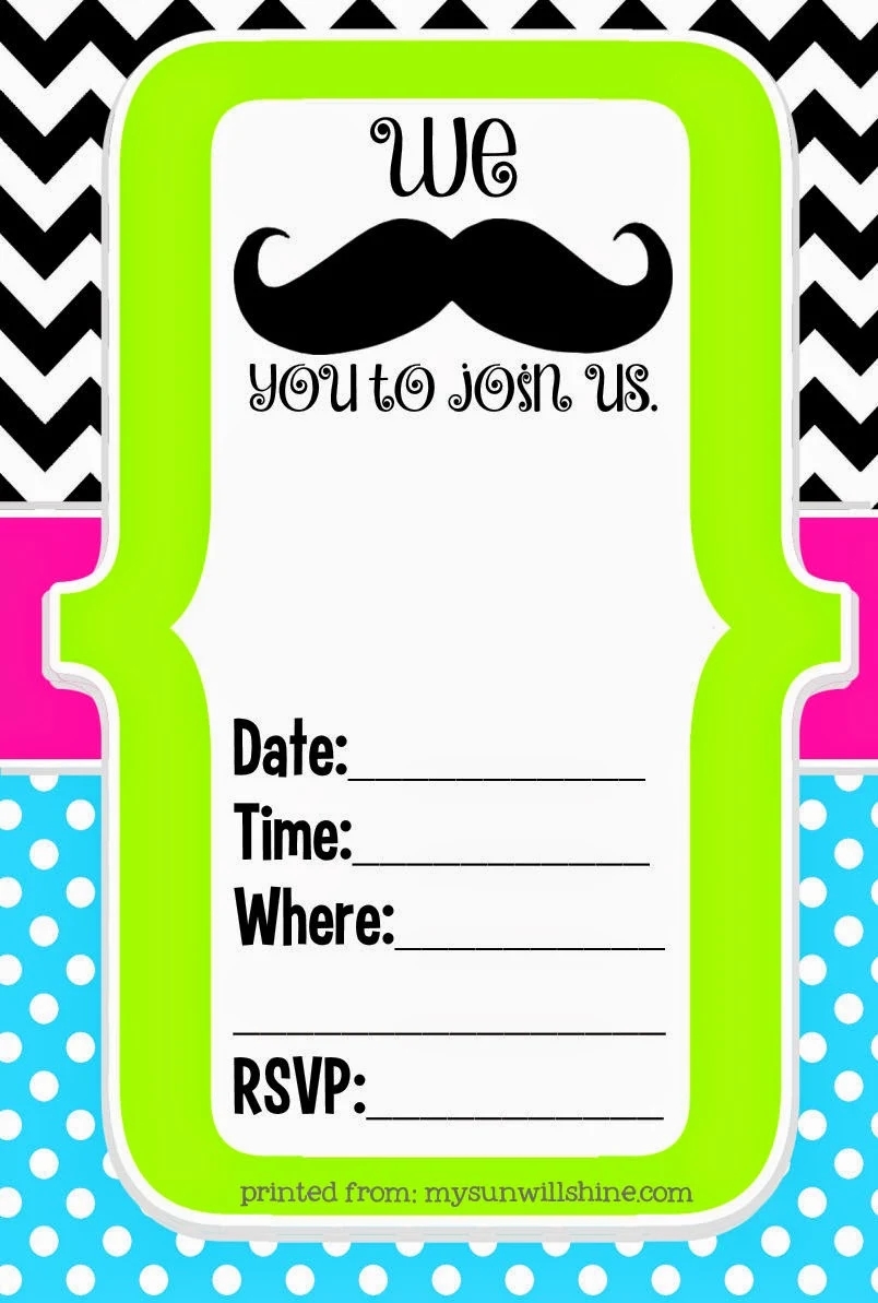 Free Printable Mustache Invitation Template