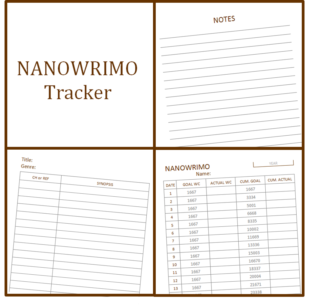 Blank November Nanowrimo Free Printable
